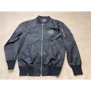 Riot Games Bomber Jacket Mens M Black Excellent 2016 League of Legends Worlds